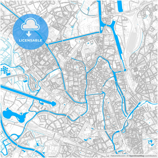 Ghent, East Flanders, Belgium, city map with high resolution roads.