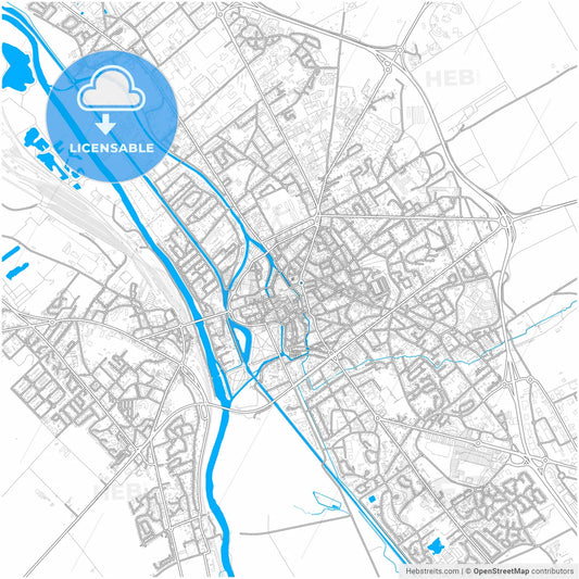 Châlons-en-Champagne, Marne, France, city map with high resolution roads.