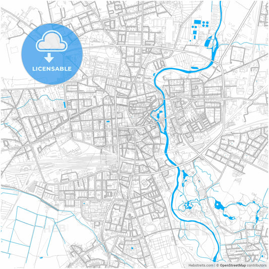 Cottbus, Brandenburg, Germany, city map with high resolution roads.