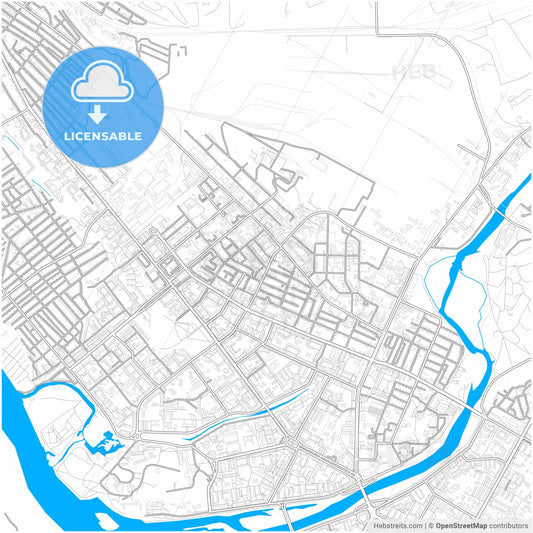 Oskemen, East Kazakhstan Region, Kazakhstan, city map with high resolution roads.