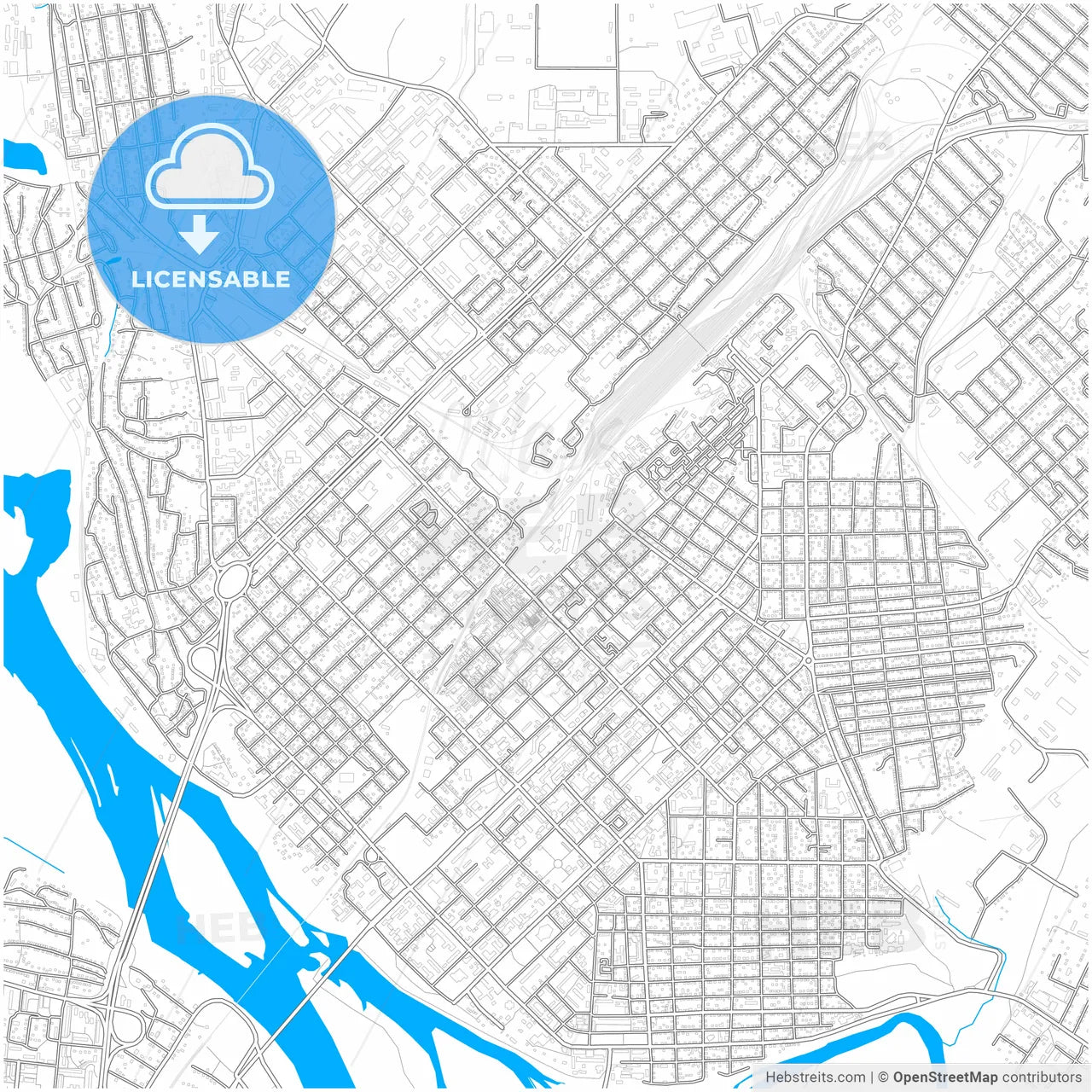 Semey, East Kazakhstan Region, Kazakhstan, city map with high resolution roads.