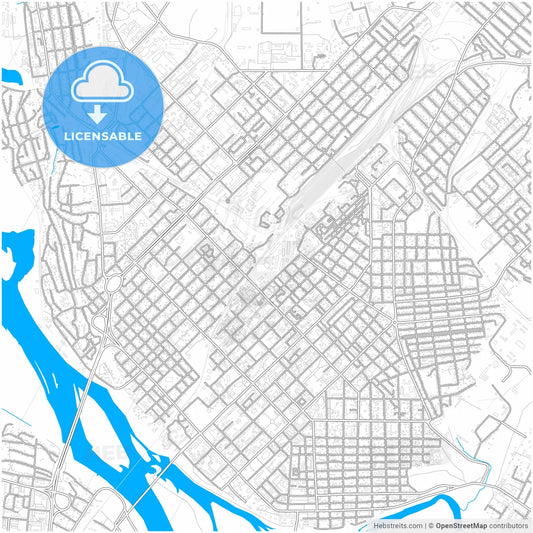 Semey, East Kazakhstan Region, Kazakhstan, city map with high resolution roads.