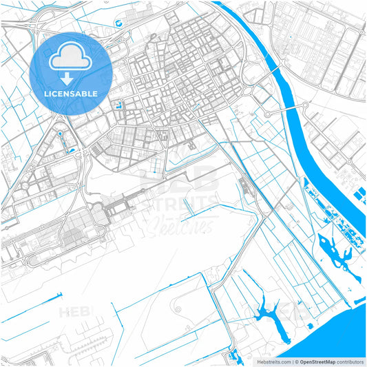 El Prat de Llobregat, Barcelona, Spain, city map with high resolution roads.