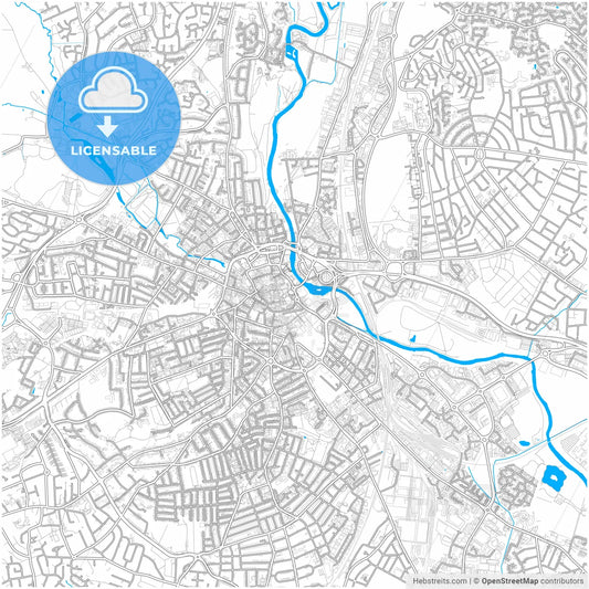 Derby, East Midlands, England, city map with high resolution roads.