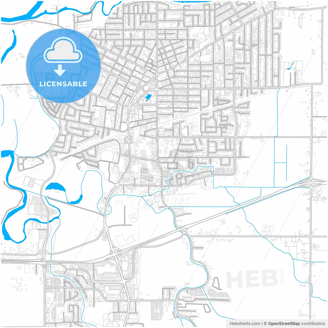 Chilliwack, British Columbia, Canada, city map with high resolution roads.