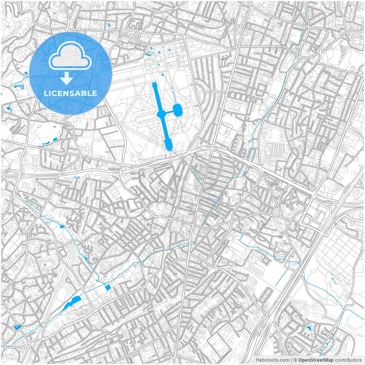 Antony, Hauts-de-Seine, France, city map with high resolution roads.