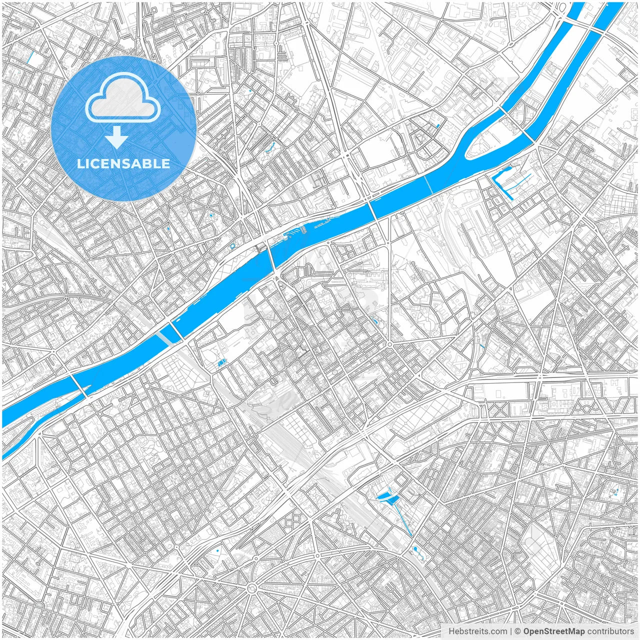 Clichy, Hauts-de-Seine, France, city map with high resolution roads.