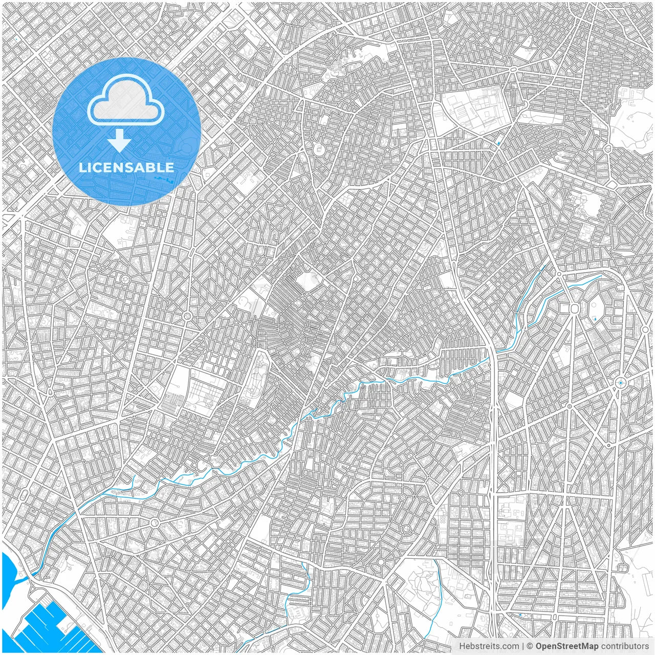 Agios Dimitrios, Attica, Greece, city map with high resolution roads.