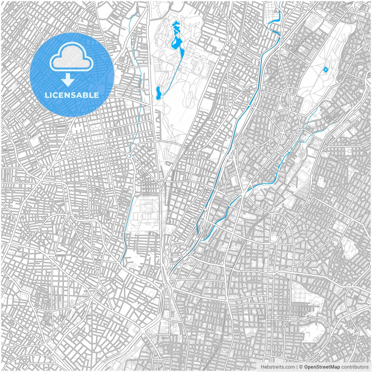 Agioi Anargyroi, Attica, Greece, city map with high resolution roads.