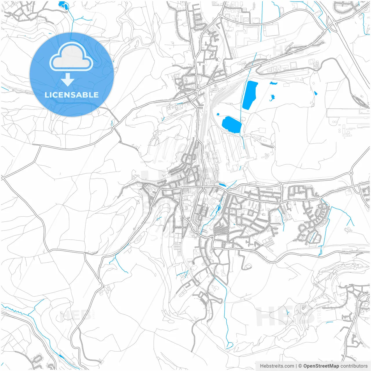Differdange, Esch-sur-Alzette, Luxembourg, city map with high resolution roads.