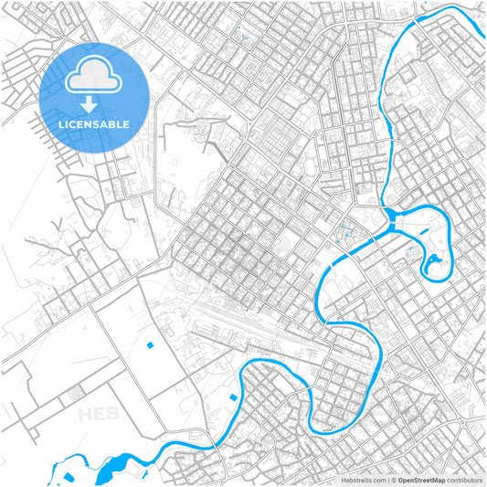 Grozny, Chechen Republic, Russia, city map with high resolution roads.