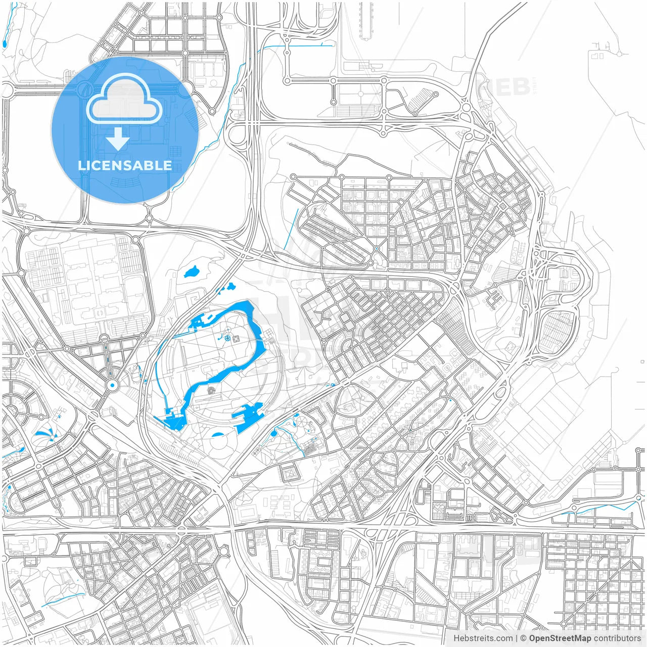 Barajas de Madrid, 28042 Madrid, Spain, city map with high resolution roads.