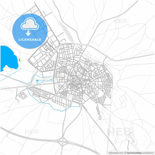 Alcázar de San Juan, Ciudad Real, Spain, city map with high resolution roads.