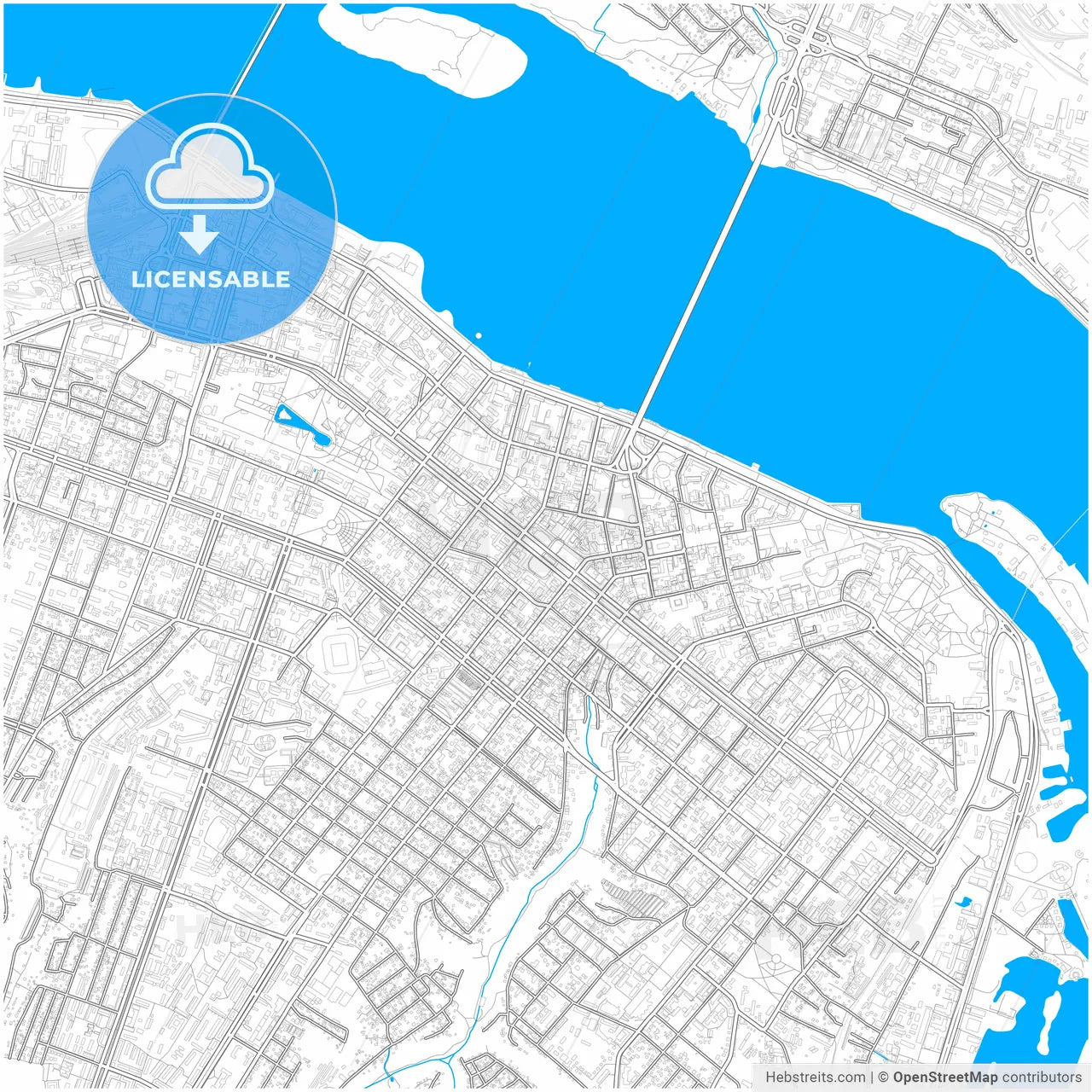 Dnipro, Dnipropetrovsk Oblast, Ukraine, city map with high resolution roads.