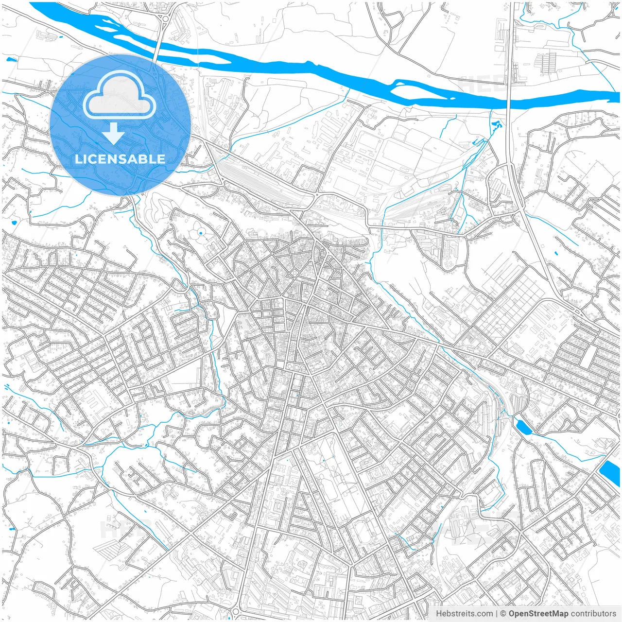 Chernivtsi, Chernivtsi Oblast, Ukraine, city map with high resolution roads.