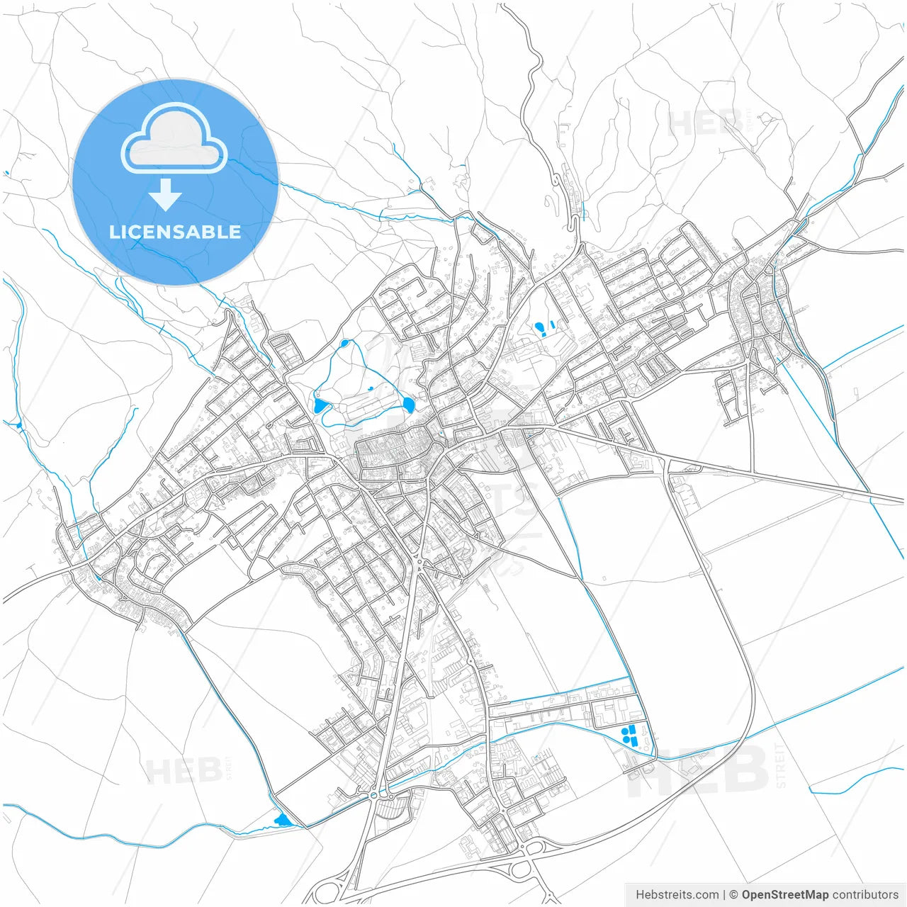 Eisenstadt, Burgenland, Austria, city map with high resolution roads.