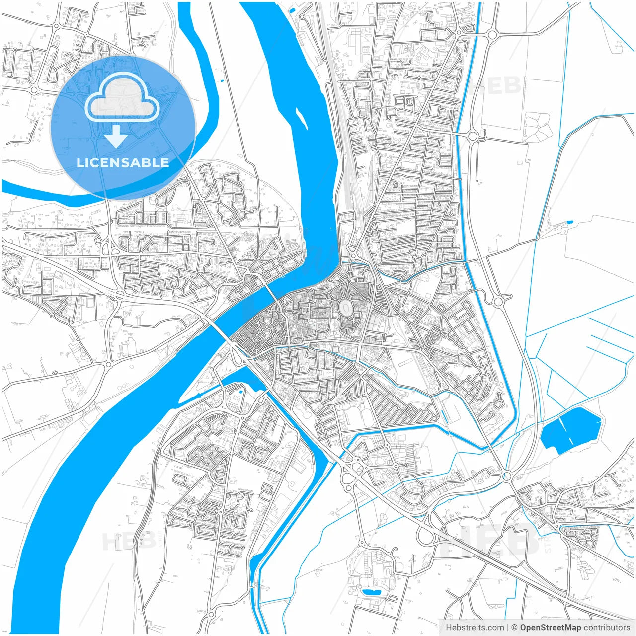 Arles, Bouches-du-Rhône, France, city map with high resolution roads.