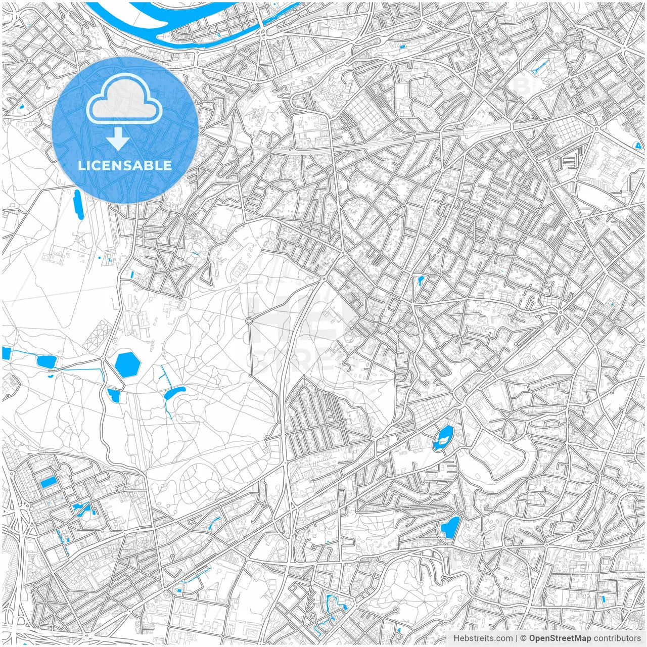 Clamart, Hauts-de-Seine, France, city map with high resolution roads.