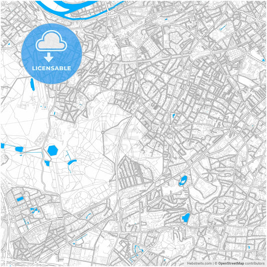 Clamart, Hauts-de-Seine, France, city map with high resolution roads.