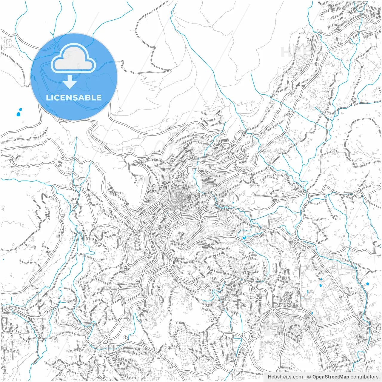 Grasse, Alpes-Maritimes, France, City Map With High Resolution Roads ...