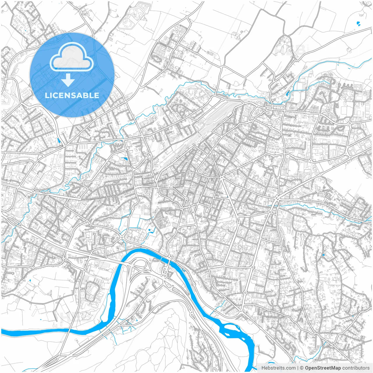 Annemasse, Haute-Savoie, France, city map with high resolution roads.