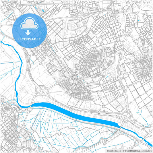 Cornellà de Llobregat, Barcelona, Spain, city map with high resolution roads.