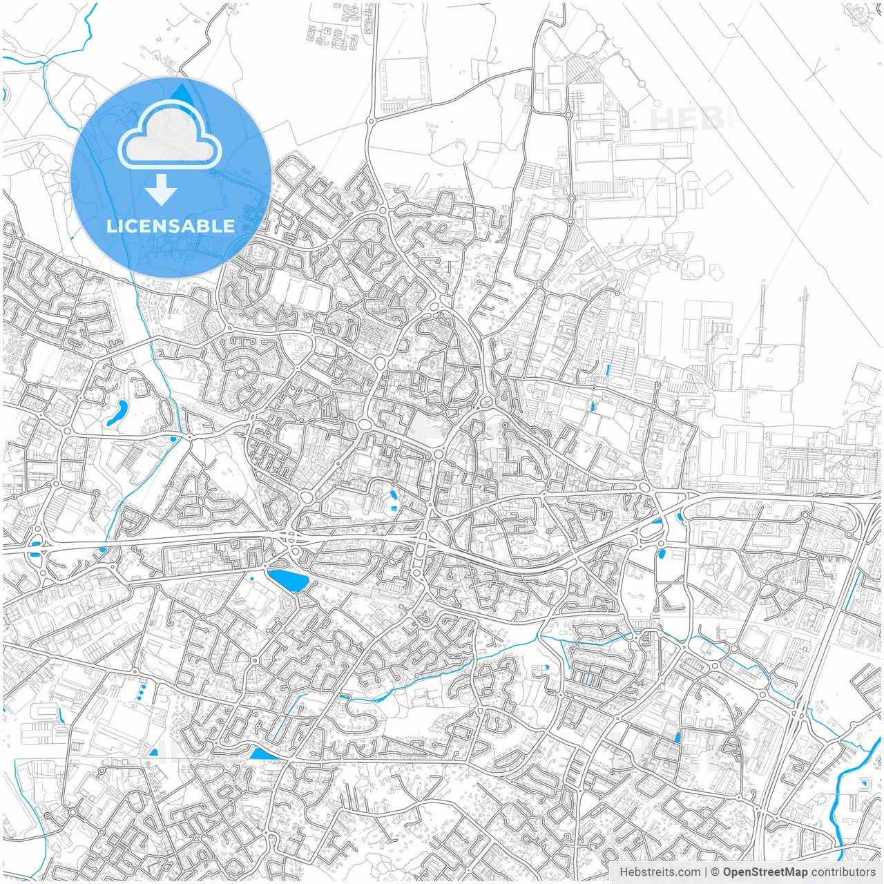 Colomiers, Haute-Garonne, France, city map with high resolution roads.