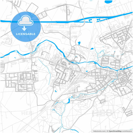 Eberswalde, Brandenburg, Germany, city map with high resolution roads.