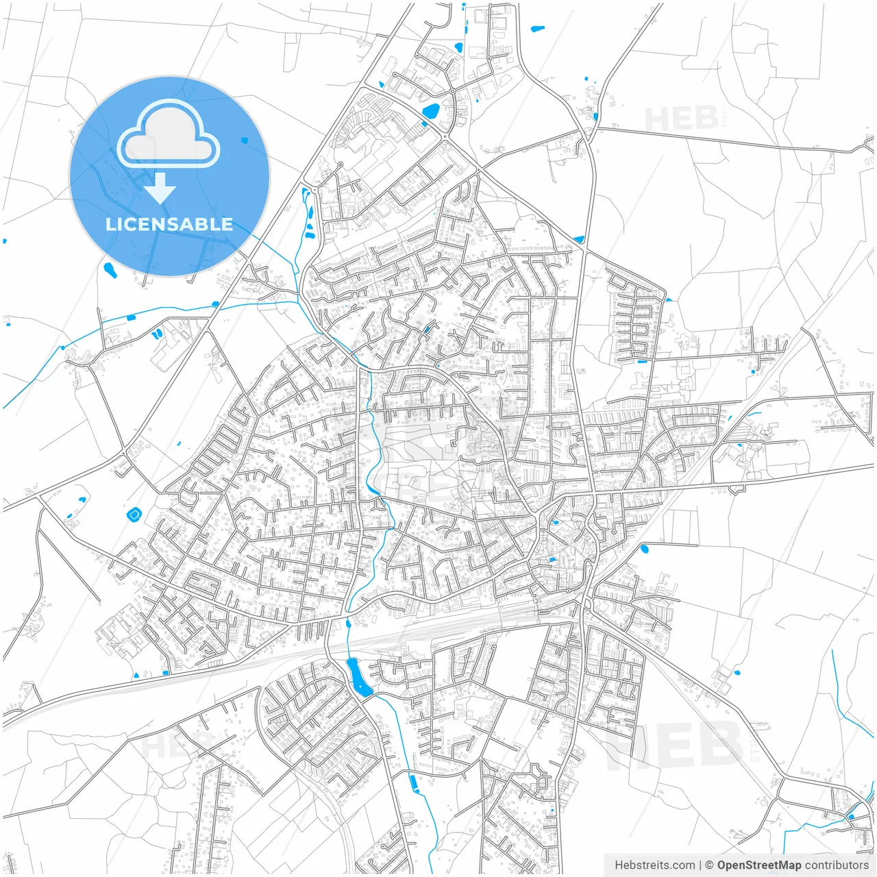 Buchholz in der Nordheide, Lower Saxony, Germany, city map with high resolution roads.