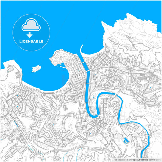 Donostia / San Sebastián, Gipuzkoa, Spain, city map with high resolution roads.