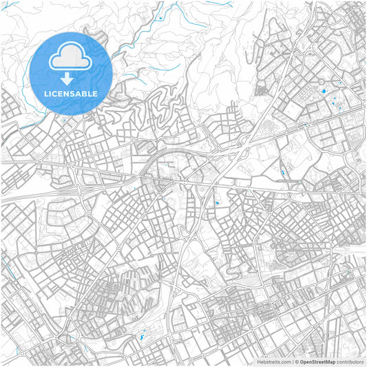 Esplugues de Llobregat, Barcelona, Spain, city map with high resolution roads.