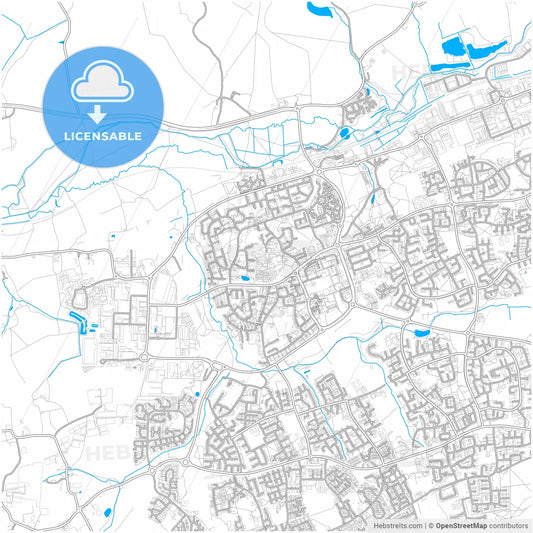 Harlow, East of England, England, city map with high resolution roads.