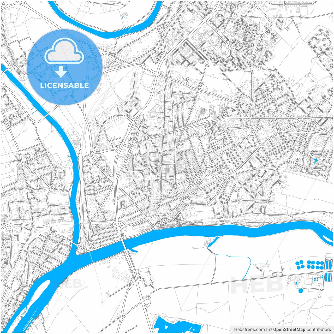 Conflans-Sainte-Honorine, Yvelines, France, city map with high resolution roads.
