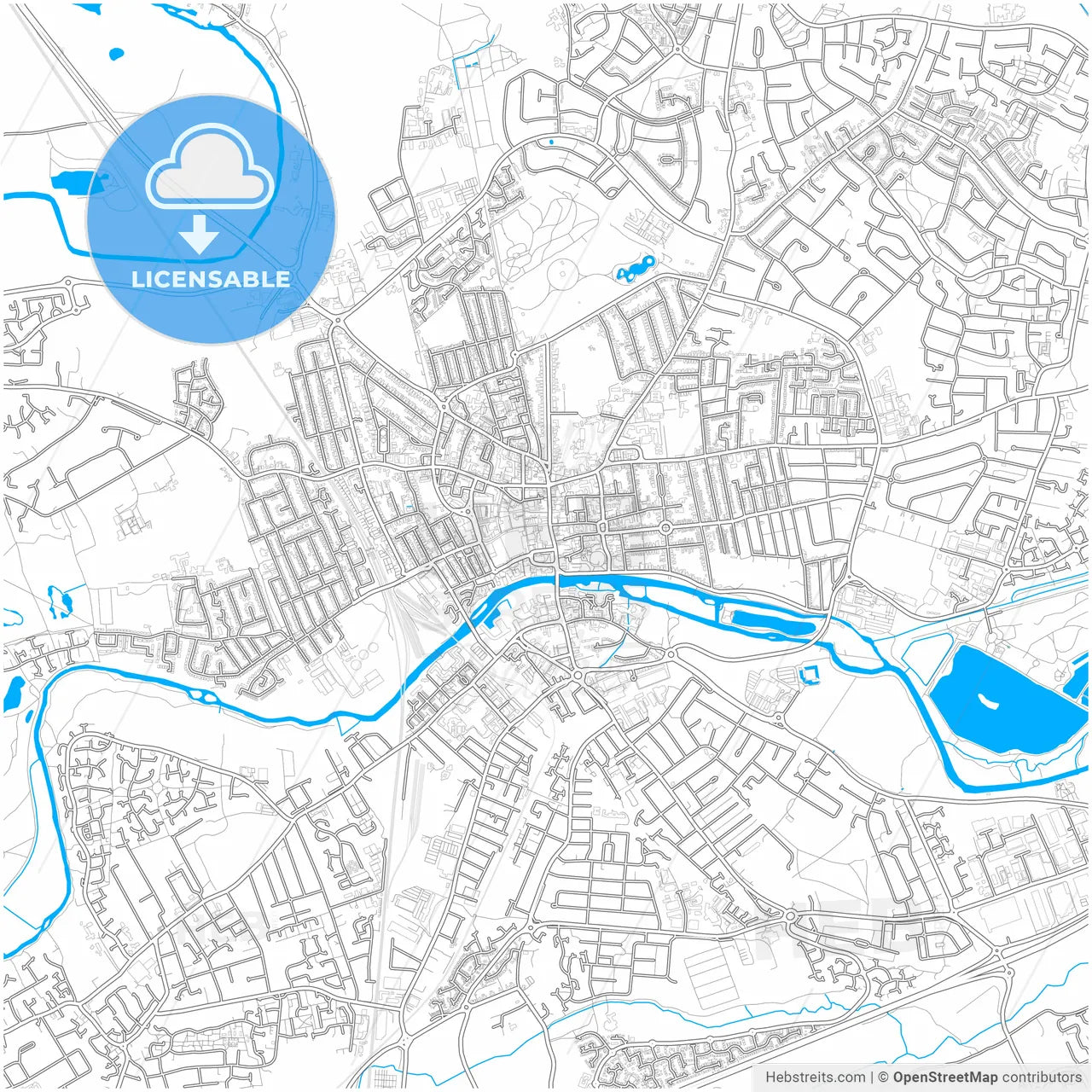 Bedford, East of England, England, city map with high resolution roads.
