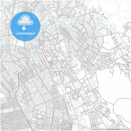 Bangui, Central African Republic, city map with high resolution roads.