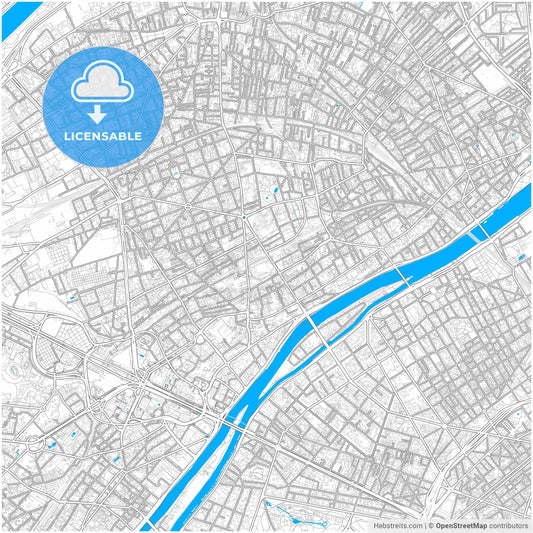 Courbevoie, Hauts-de-Seine, France, city map with high resolution roads.