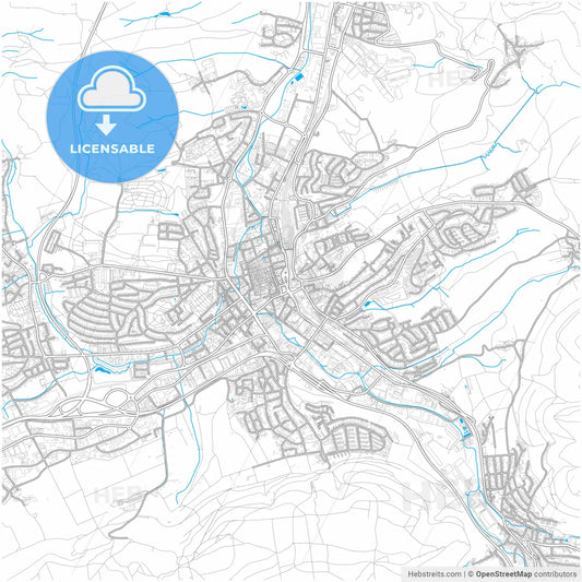 Aalen, Baden-Wuerttemberg, Germany, city map with high resolution roads.