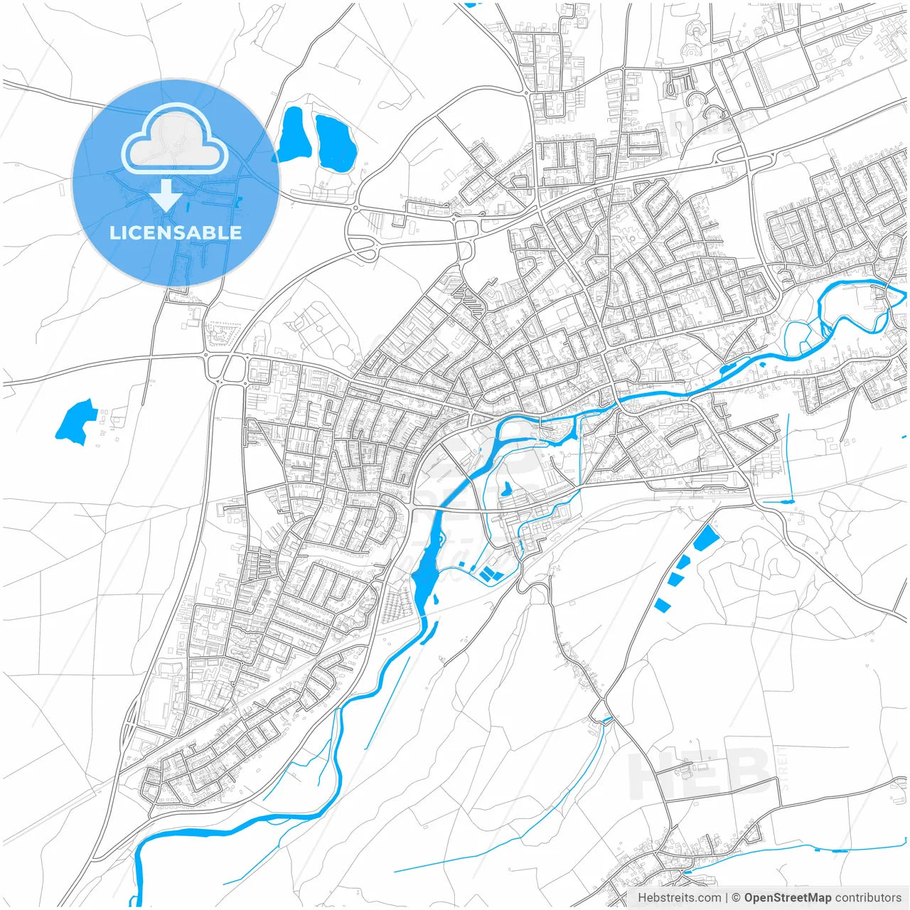 Furstenfeldbruck, Bavaria, Germany, city map with high resolution roads.