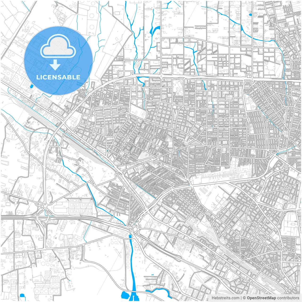 Evosmos, Central Macedonia, Greece, city map with high resolution roads.