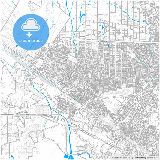 Evosmos, Central Macedonia, Greece, city map with high resolution roads.