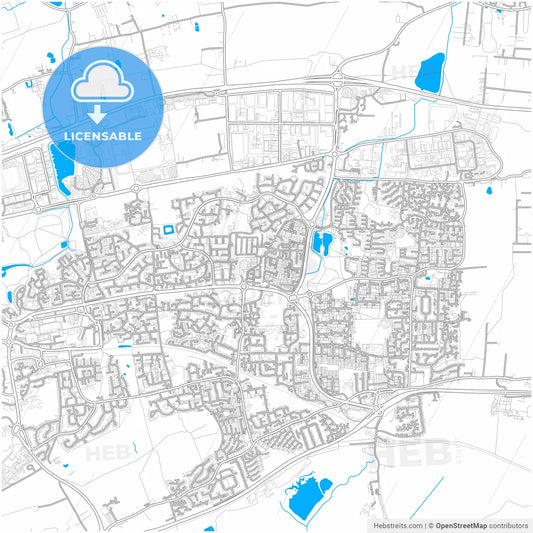 Basildon, East of England, England, city map with high resolution roads.