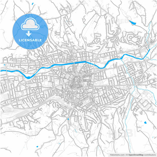 Brive-la-Gaillarde, Corrèze, France, city map with high resolution roads.