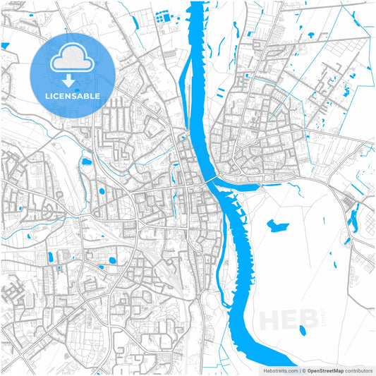 Frankfurt (Oder), Brandenburg, Germany, city map with high resolution roads.