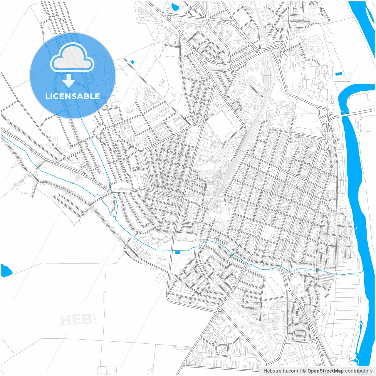 Bender (Tighina), Bender municipality, Moldova, city map with high resolution roads.
