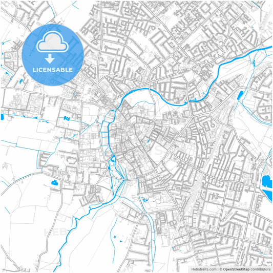 Cambridge, East of England, England, city map with high resolution roads.