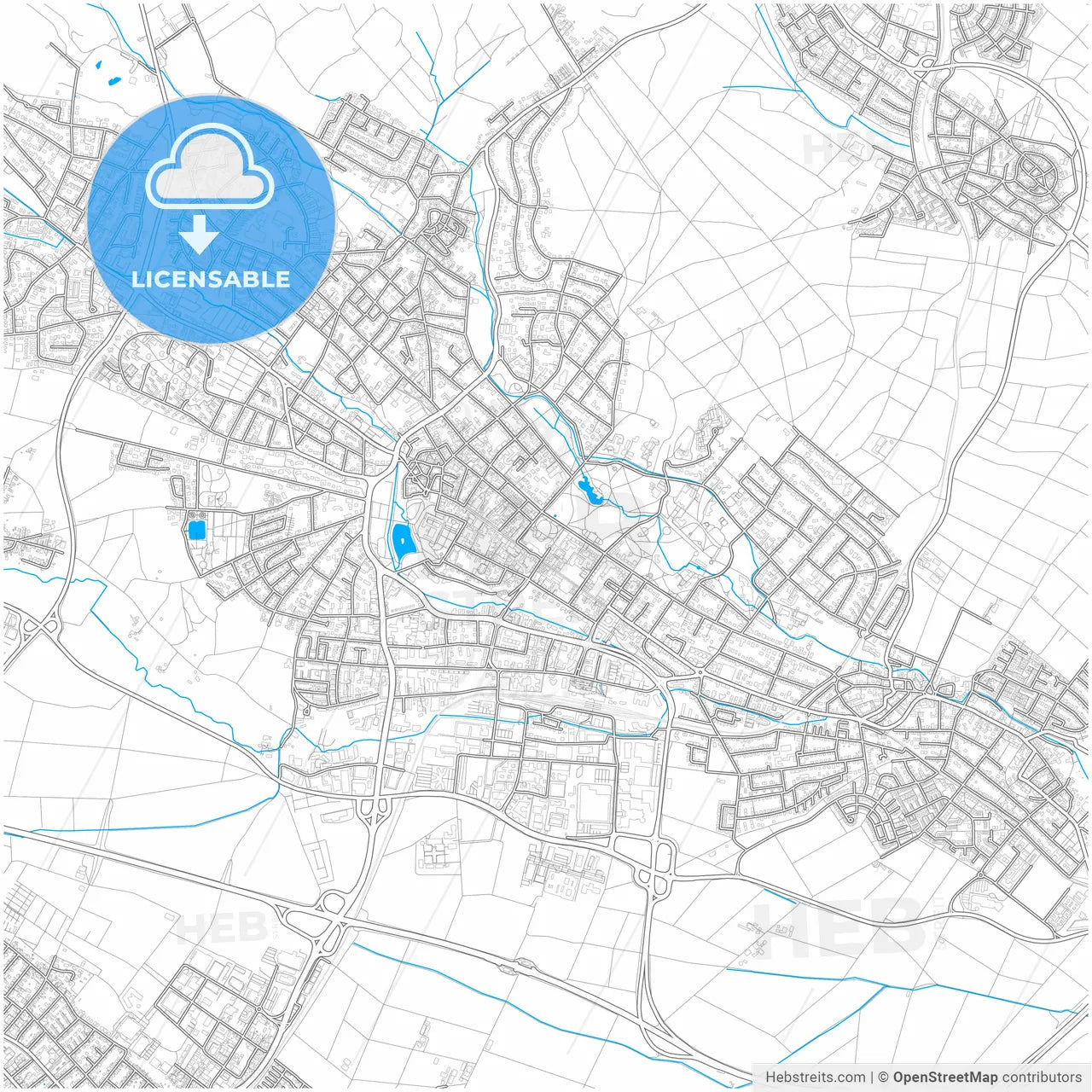 Bad Homburg vor der Hohe, Hesse, Germany, city map with high resolution roads.