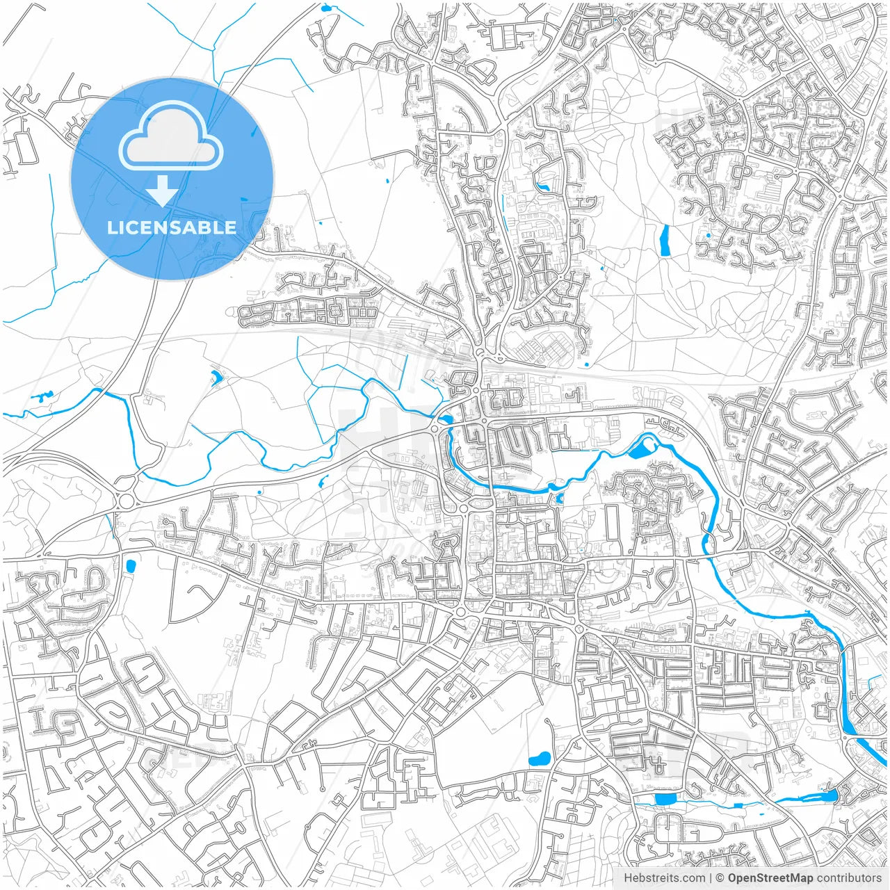 Colchester, East of England, England, city map with high resolution roads.