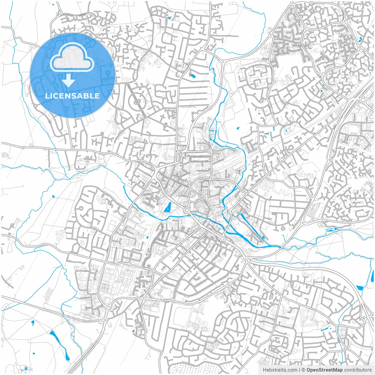 Chelmsford, East of England, England, city map with high resolution roads.