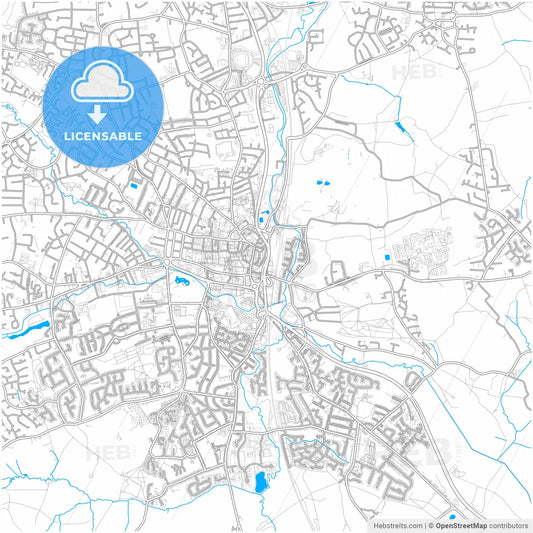 Chesterfield, East Midlands, England, city map with high resolution roads.