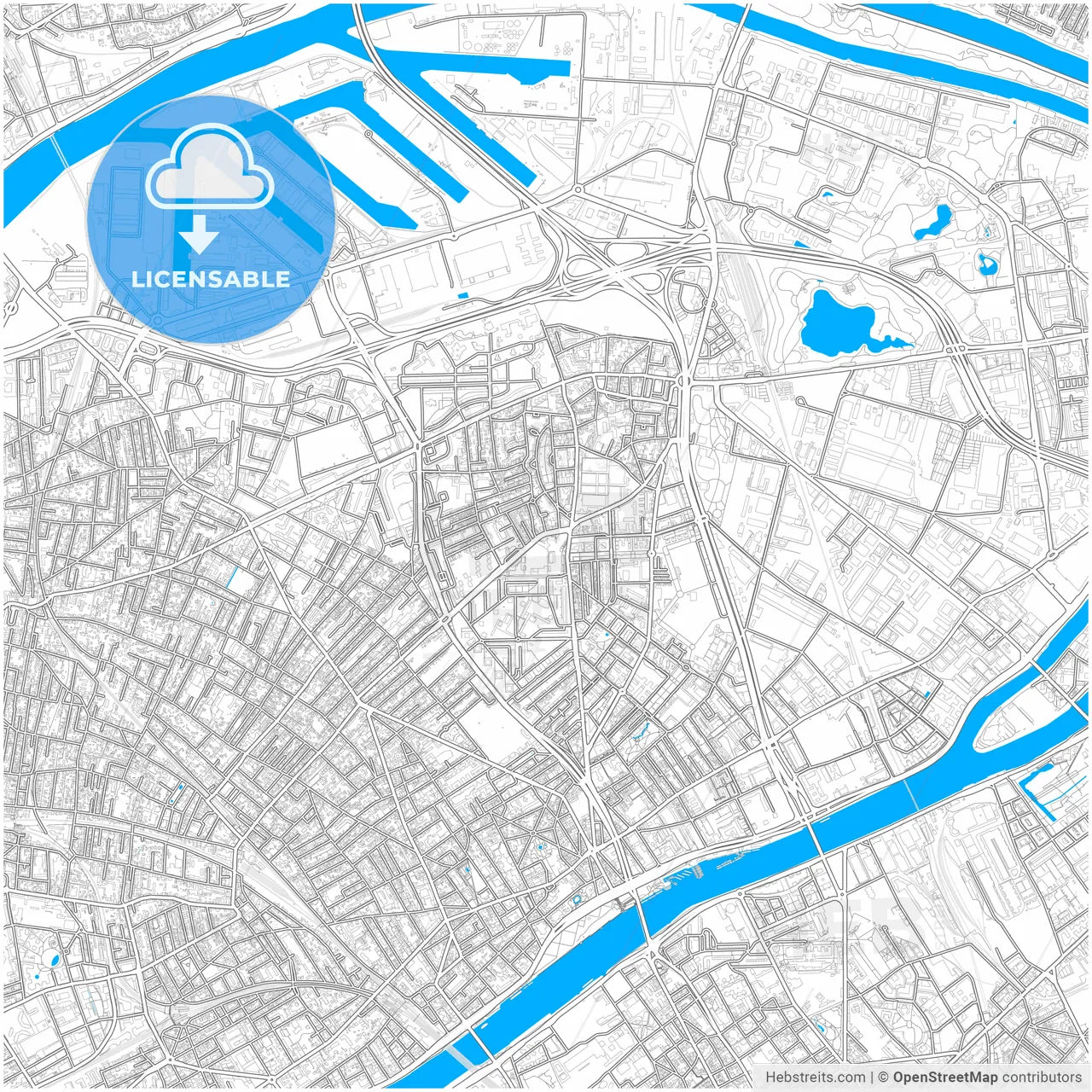 Gennevilliers, Hauts-de-Seine, France, city map with high resolution roads.